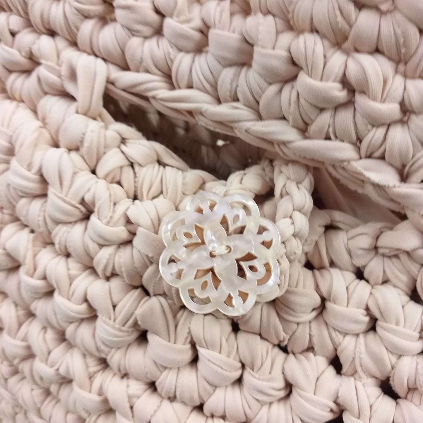 come creare chiusura borsa uncinetto con bottone gioiello resina effetto madreperla forma fiori uso componenti bigiotteria gioielli fai da te perle