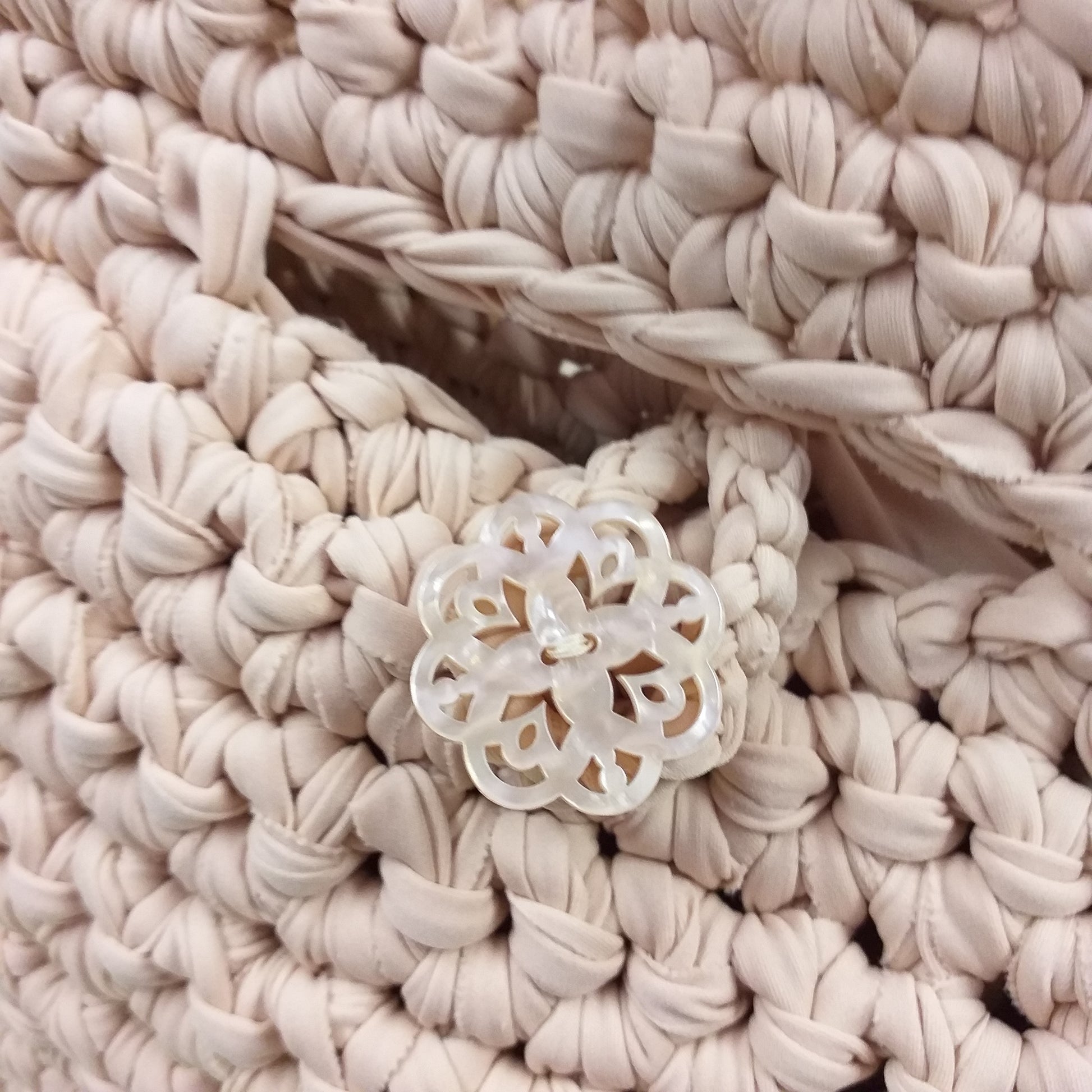come creare chiusura borsa uncinetto con bottone gioiello resina effetto madreperla forma fiori uso componenti bigiotteria gioielli fai da te perle
