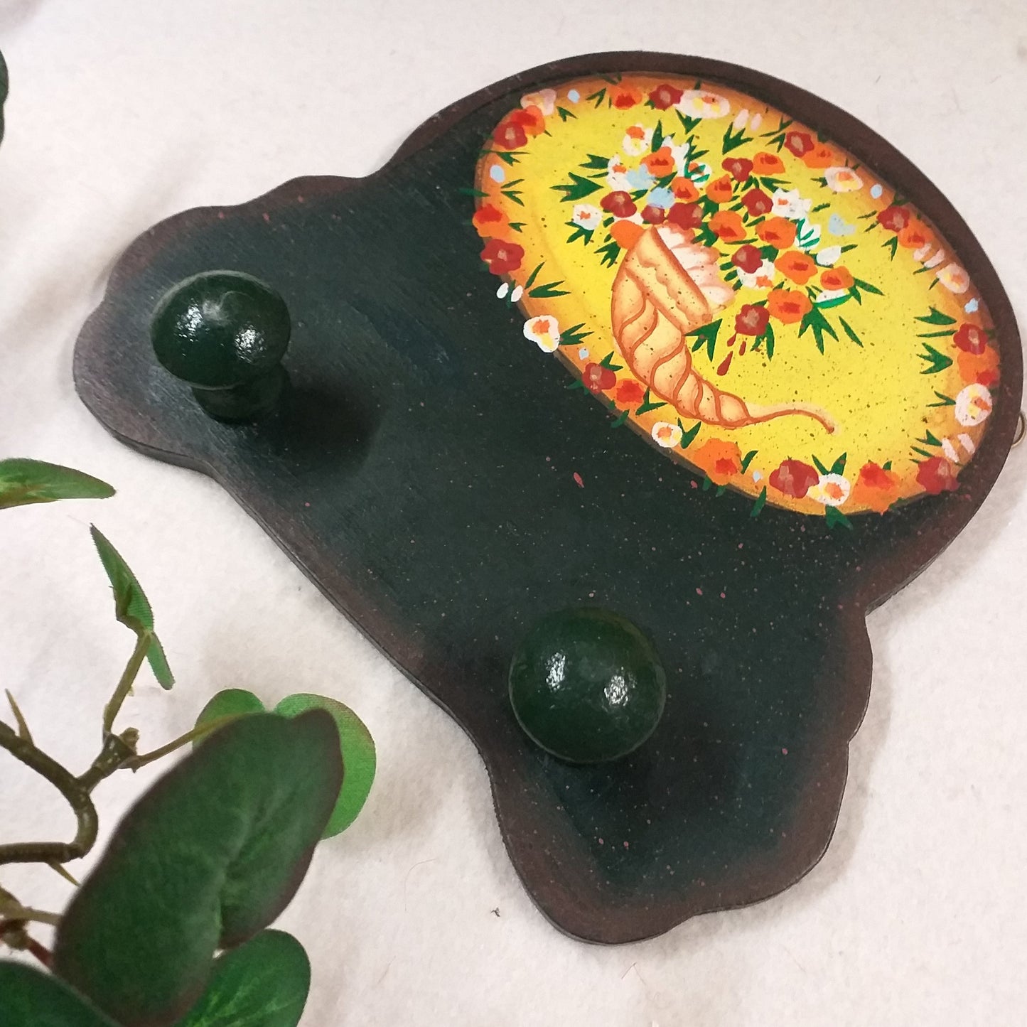 appendino legno 2 posti verde inglese decorazione fiori cornucopia portafortuna idea regalo confezione san valentino
