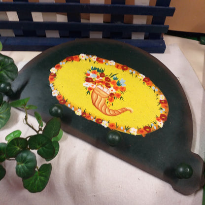 appendino legno 4 posti verde inglese decorazione fiori cornucopia portafortuna idea regalo confezione san valentino