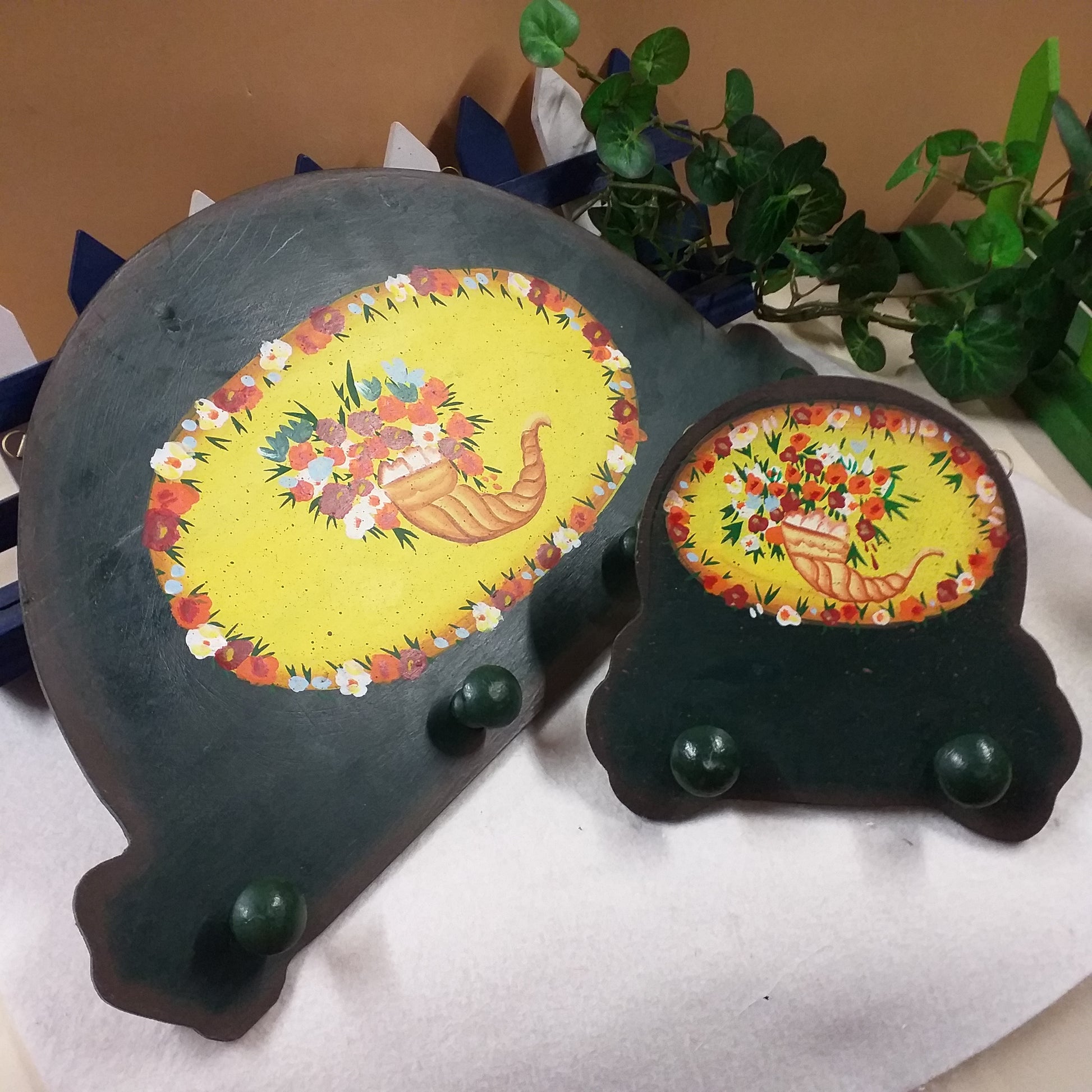 appendino legno 2 posti e grande 4 posti verde inglese decorazione fiori cornucopia portafortuna idea regalo confezione san valentino