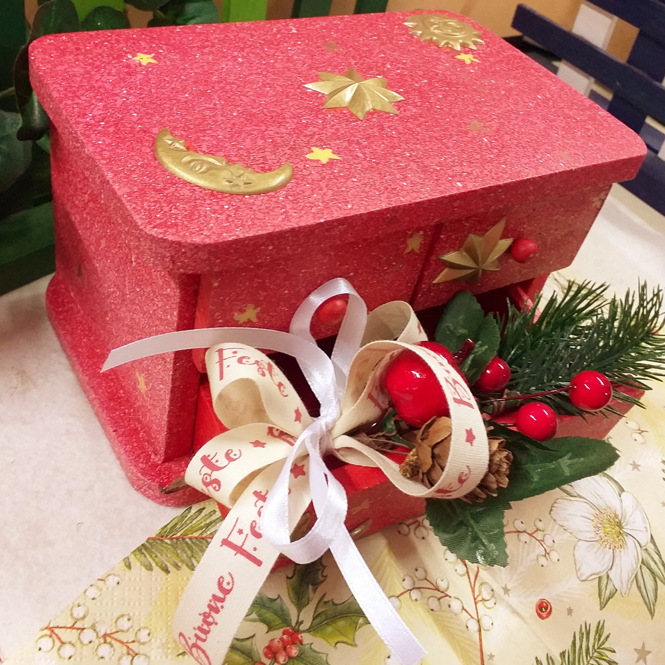 Scatola Regalo In Legno Con Fiori Secchi E Luci LED – Idea Regalo Per Matrimonio O Compleanno