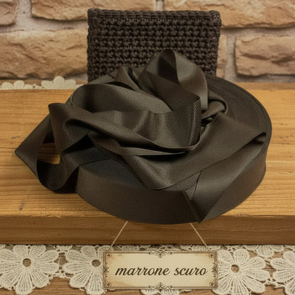 shop fettuccia marrone scuro cioccolato maglina stafil jersey borse cestini tappeti uncinetto scaldacollo collane pochette clutch bags 