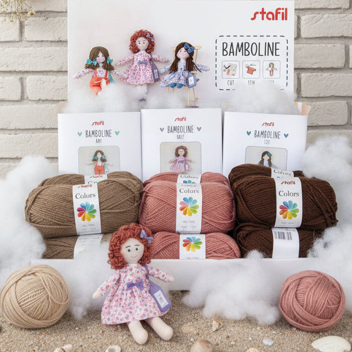 display stafil lana per capelli ovatta da imbottitura pannello stoffa stampata dipinta disegnata con cartamodelli per cucito creativo Stafil bamboline fai da te kit bambola di pezza tessuto colorato