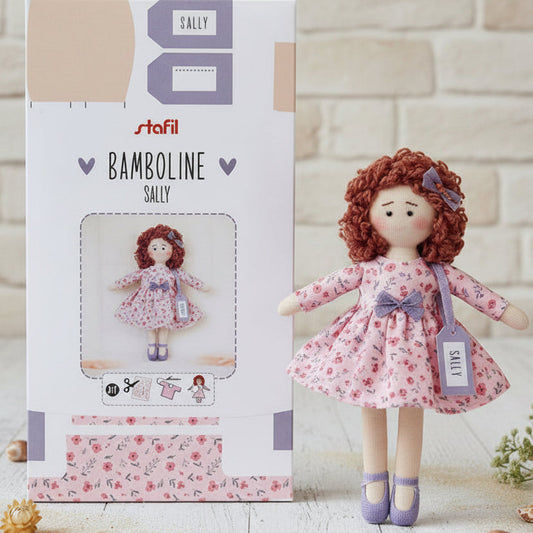 sally rosa pannello stoffa stampata dipinta disegnata con cartamodelli per cucito creativo Stafil bamboline fai da te kit bambola di pezza tessuto colorato