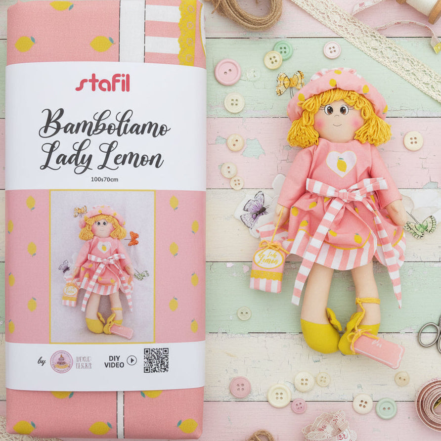 Lady Lemon rosa chiaro pannello Bamboliamo Doll Stafil Natale tessuto cartamodelli stampati disegnati corpo braccia gambe per bambole di stoffa pezza cucito creativo pigotta con tessuto cotonina