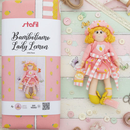 Lady Lemon rosa chiaro pannello Bamboliamo Doll Stafil Natale tessuto cartamodelli stampati disegnati corpo braccia gambe per bambole di stoffa pezza cucito creativo pigotta con tessuto cotonina
