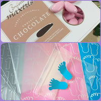 colore rosa kit confettata Battesimo nascita bimba bimbo sacchetti bustine trasparenti piedini orme numero 1 confetti cioccolato