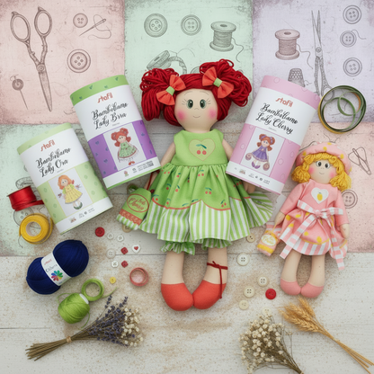 verde giallo lilla rosa Cherry Lemon Annie Orange Berry pannello Bamboliamo Doll Stafil Natale tessuto cartamodelli stampati disegnati corpo braccia gambe per bambole di stoffa pezza cucito creativo pigotta con tessuto cotonina e accessori fai da te