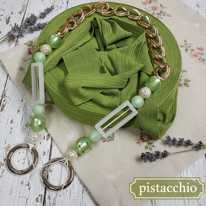 pistacchio verde kit manico gioiello perle bijoux e pizza fettuccia lycra elastica lavori uncinetto borse marshmallow punto puff