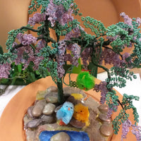 visione dall'alto perline verde lavanda lilla pulcini colorati materiale kit fai da te albero pianta bonsai glicine di perle rocailles vetro conteria veneziana