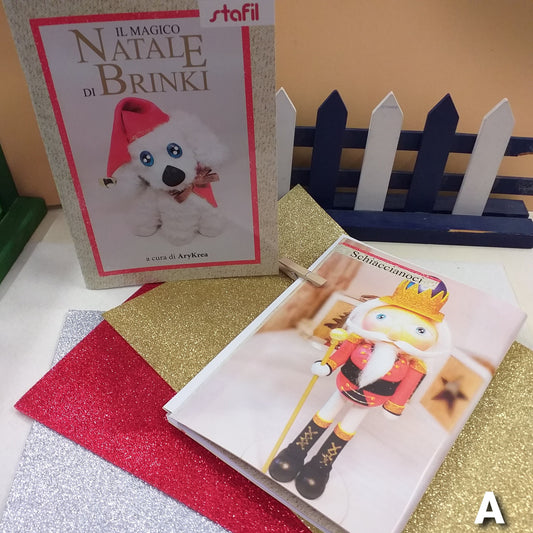 cagnolino Brinki e schiaccianoci soldatino kit manuale Natale Stafil per lavoretti creativi facili con fommy gomma eva glitterata crepla moosgummi tessuto filato peluche