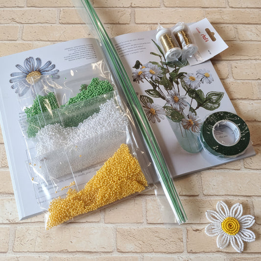 kit 200 g perline di vetro bianche verdi gialle guttaperca verde stemtex steli gambi per fiori lunghi filo ottone materiale manuale creare decorare con perline margherite di conteria veneziana perle rocailles