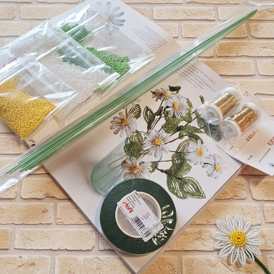 kit 200 g perline di vetro bianche verdi gialle guttaperca verde stemtex steli gambi per fiori lunghi filo ottone materiale manuale creare decorare con perline margherite di conteria veneziana perle rocailles composizione in vaso