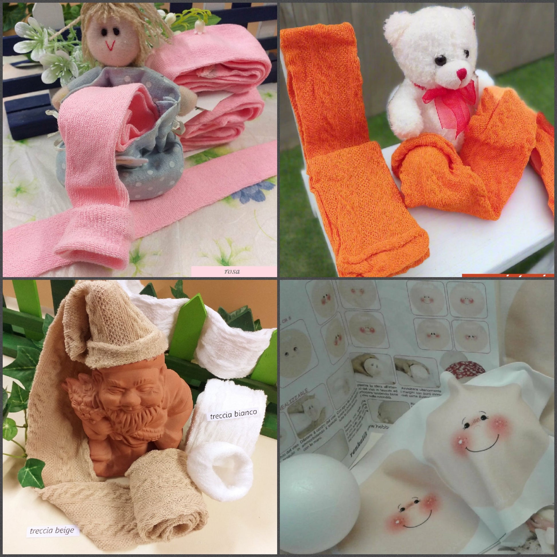 mini tubolari per bambole di pezza e stoffa braccia gambe kit viso stampato con pallina polistirolo