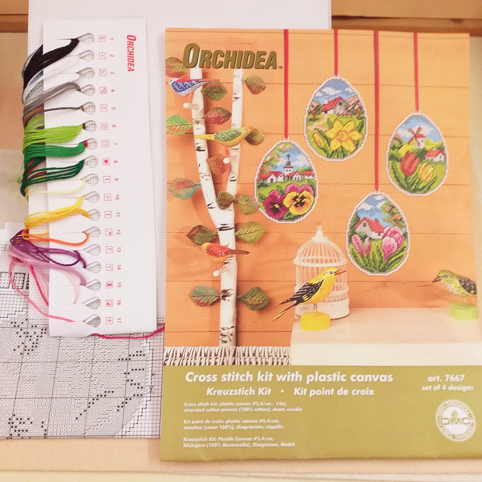kit da ricamare uova pasquali cross stitch kit with plastic canvas articolo 7667 set di 4 design con fili da ricamo schemi tela aida plasticata canvas