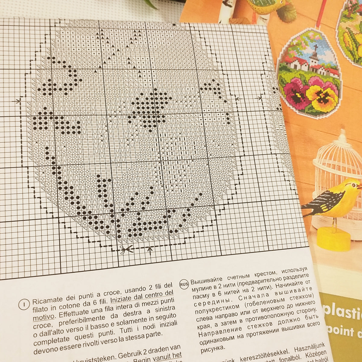 Kit 4 uova pasquali ricamo punto croce decorazioni tela fili schemi ...