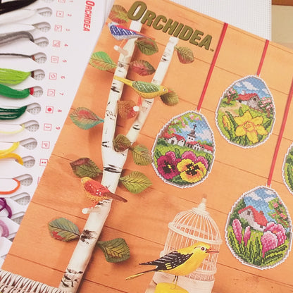 fai da te kit da ricamare uova pasquali cross stitch kit with plastic canvas articolo 7667 set di 4 design con fili da ricamo schemi fiori viole giunchiglie krokus tela aida plasticata canvas