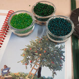 tre tonalità di verde perle rocailles beads del kit manuale perline e microperline i praticissimi Stafil-Demetra fiori e piante fai da te creare albero bonsai pianta melo conteria fili