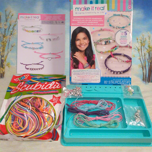 kit perline manuale istruzioni schemi creare gioielli bijoux perle gemme cordino fili nodi scoubidou di plastica colorati o cordoncini cotone cerato tavoletta creativa