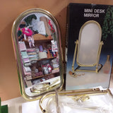 primo piano kit mini desk mirror specchio da tavolo con base da appoggio ovale di metallo colore dorato con istruzioni