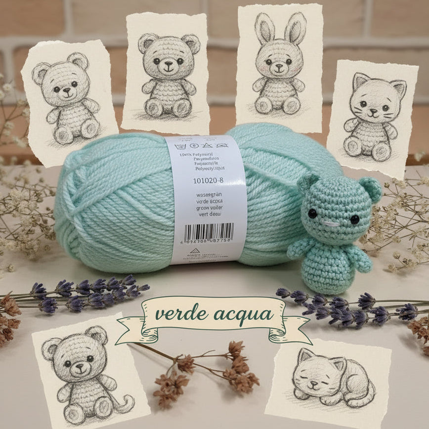 verde acqua pastello misto lana acrilico sintetico gomitoli per Ferri lavori a maglia e uncinetto vetrina eco-friendly uso sferruzzare maglione amigurumi pasquali decorazioni natalizie mandala