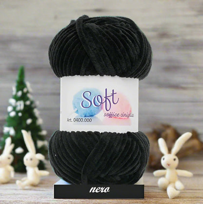 nero Cucirini Tre Stelle lavori a maglia velluto velvet ciniglia lana  gomitolo 100 g filato uncinetto amigurumi cordino fettuccia crochet borse sciarpe cappelli berretti scaldacollo