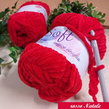 rosso Natale Cucirini Tre Stelle lavori a maglia velluto velvet ciniglia lana  gomitolo 100 g filato uncinetto amigurumi cordino fettuccia crochet borse sciarpe cappelli berretti scaldacollo