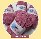 rosa antico corda lana lavori a maglia velluto velvet ciniglia Soft cucirini tre stelle gomitolo 100 g filato uncinetto amigurumi cordino fettuccia crochet borse sciarpe cappelli berretti scaldacollo