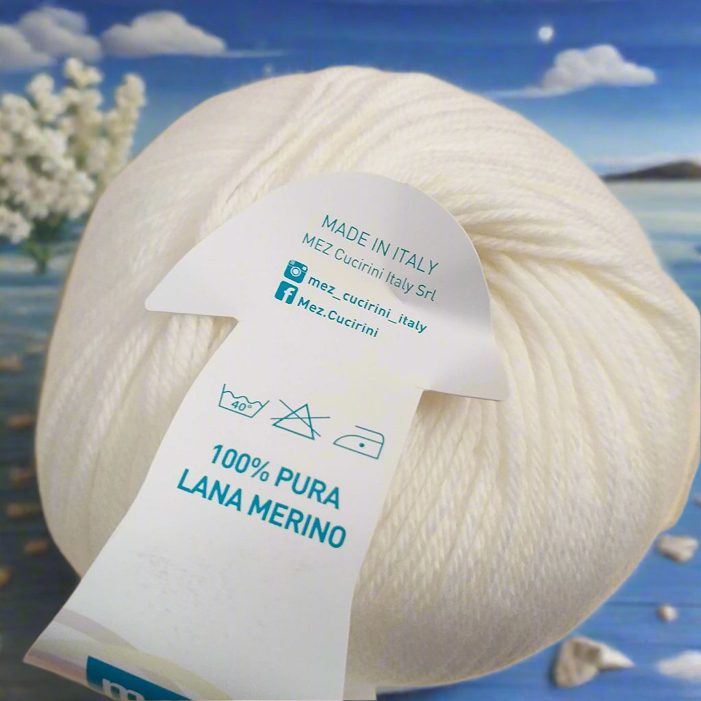 etichetta made in italy Baby merino 200 extrafine superwash woolmark mez cucirini filato lana bianca uso per copertine bambini neonato fine per uncinetto lavori a maglia sferruzzare cappellino bimba bimbo primo natale bebe