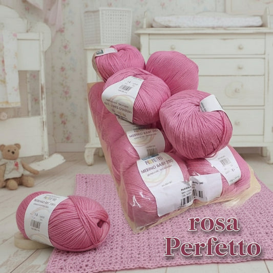 Baby merino 200 extrafine superwash made in Italy woolmark mez cucirini filato lana rosa neonata bimba femminuccia uso per copertine bambini fine per uncinetto lavori a maglia sferruzzare cappellino primo natale bebè