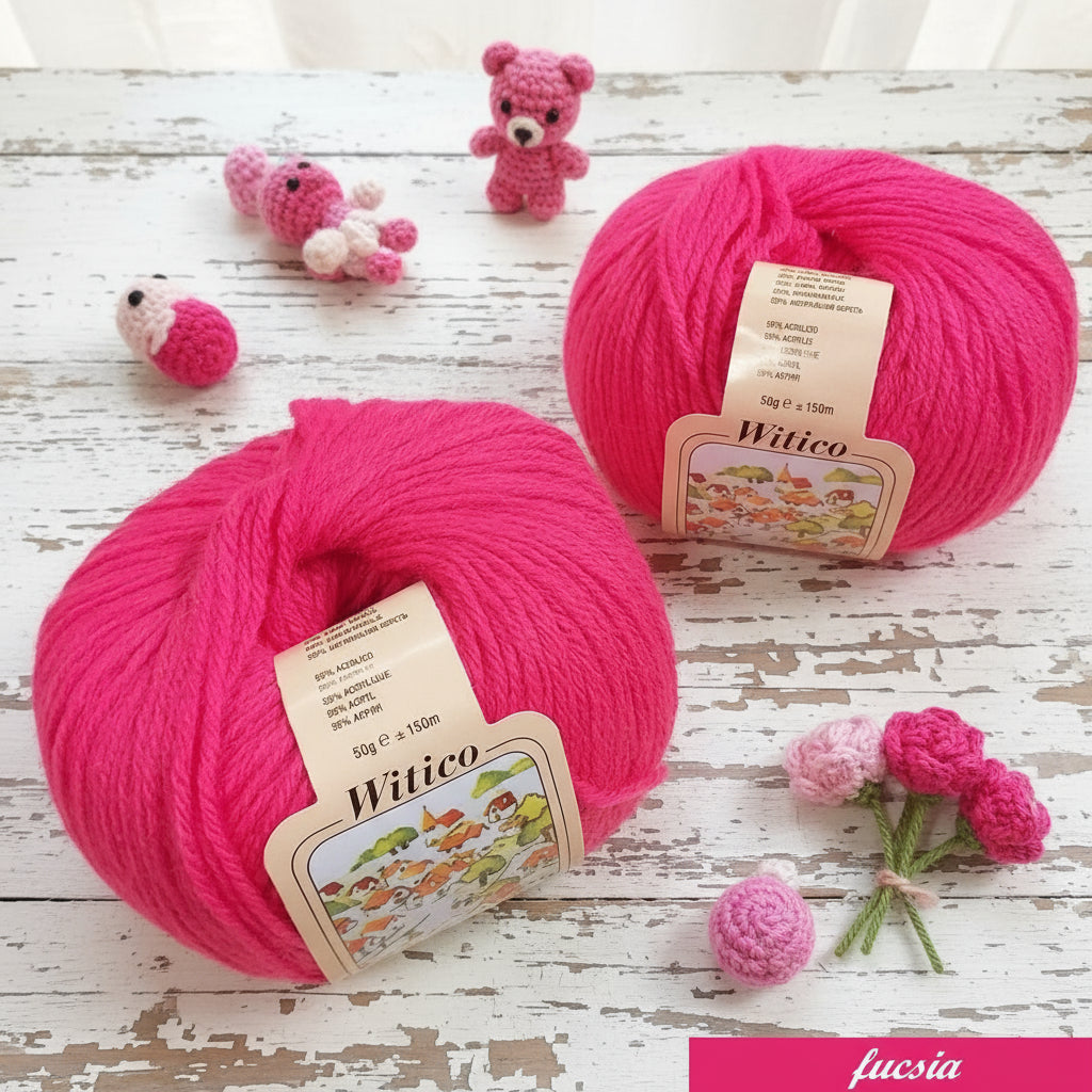 fucsia Witico gomitolo 50 grammi circa 150 metri Silke Arvier made in Italy filato italiano misto lana acrilico sintetico vetrina colori autunnali inverno 2025 2026 uso scaldacollo sciarpe maglioni cappotti gilet copertine stole cappelli berretti cuffie guanti