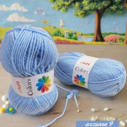 Stafil colors celeste azzurro colori lana acrilica sintetica offerta filati gomitoli poliestere per uncinetto e lavori ai ferri a maglia uso sferruzzare amigurumi sciarpe maglioni copertine bambini neonati