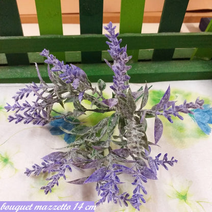 14 cm dettaglio rametti a cespuglio composizione floreale piantina fiori lavanda finti artificiali mazzetto bouquet bomboniere uso decorazioni vetrine negozi allestimento matrimonio packaging