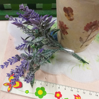 bouquet mini piccolo da 14 cm a cespuglio composizione floreale piantina fiori lavanda finti artificiali mazzetto bomboniere uso decorazioni vetrine negozi allestimento matrimonio packaging
