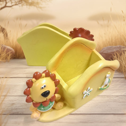 portaoggetti casetta leone giocattoli bomboniera battesimo babyshower nascita sotto il segno del leone allestimento savana
