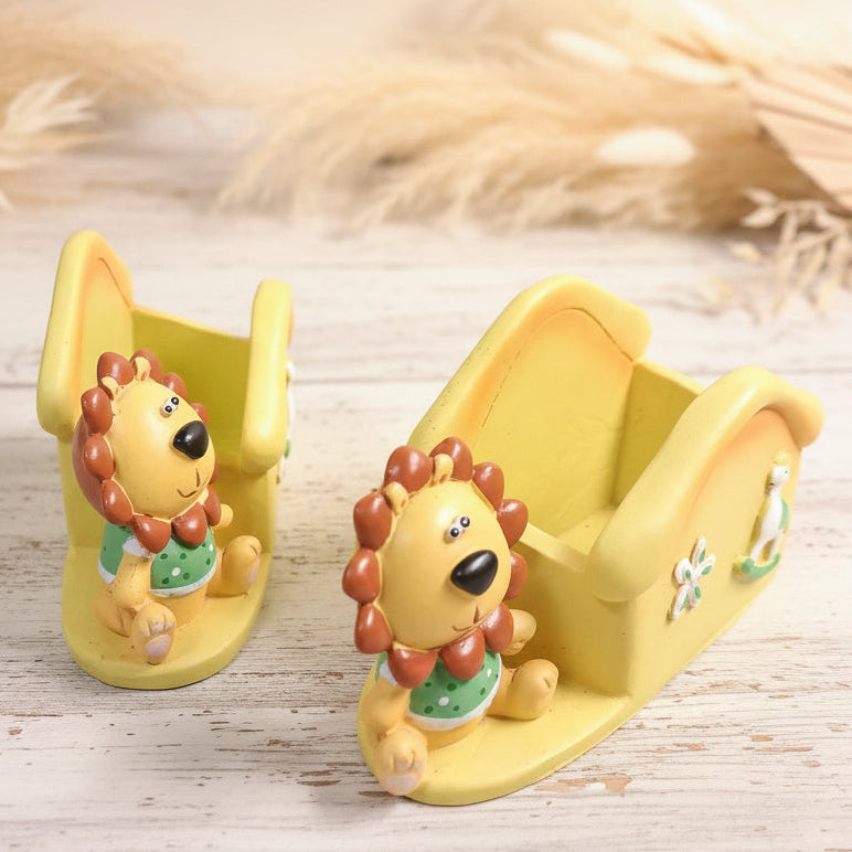 profilo e lato di portaoggetti leone bomboniera sotto il segno del leoncino allestimento savana per battesimo babyshower nascita bebè baby