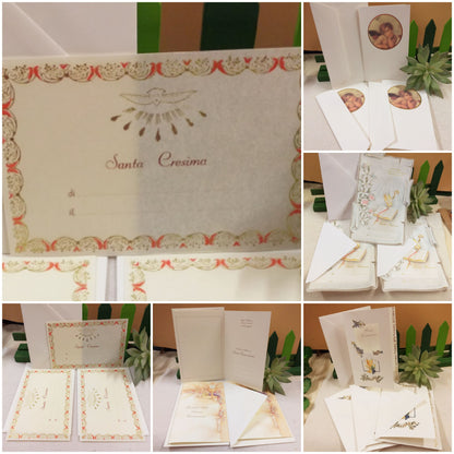 rinnovo vetrina vendita stock lotto ultimi pezzi invito comunione cresima biglietti cartoncini pergamene con simboli completi di busta da stampare fai da te scrittura a mano