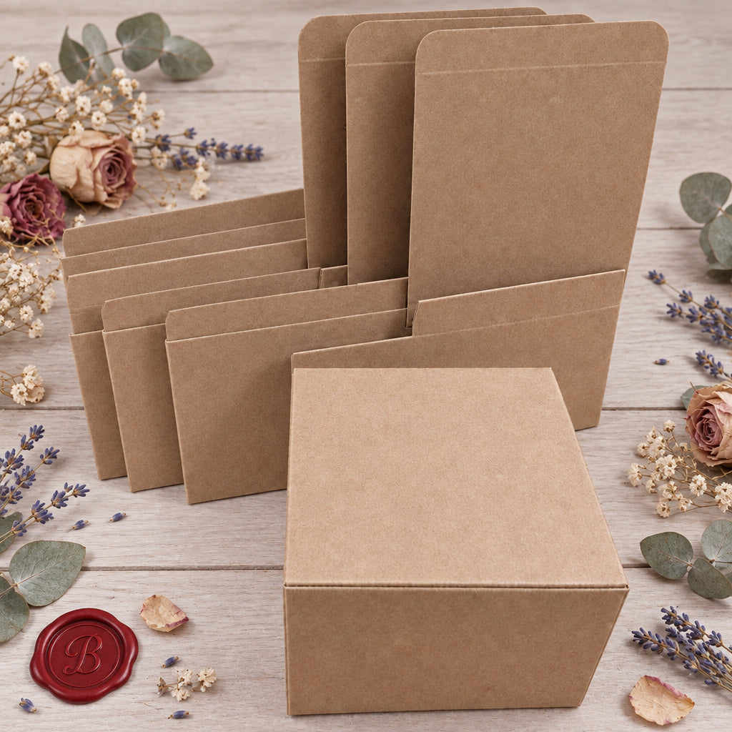 offerta bomboniere enogastronomia quadrate basse scatole cartoncino beige cartone avana pieghevoli per fai da te confezione regalo uso packaging pasticceria