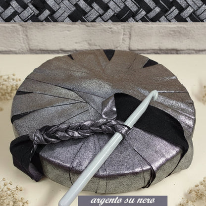 argento su nero lurex lamè fettuccia lycra elasticizzata per uncinetto borse cestini packaging regalo eleganti borsette clutch bags