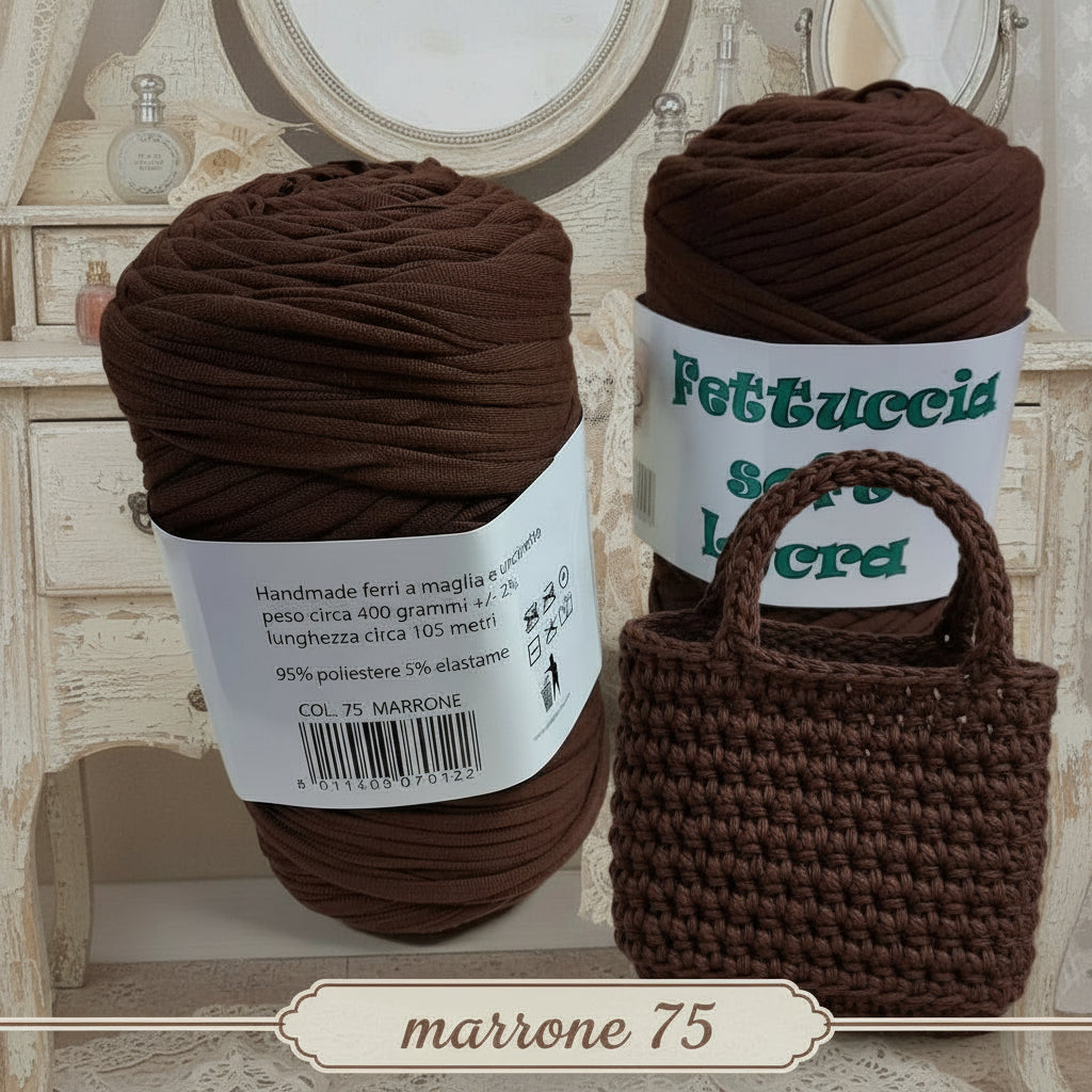 marrone 75 lycra soft fettuccia borse uncinetto merceria accessori servizio mas produttore PL4000 poliestere con elastane morbida uso crochet pochette clutch bags borse abbigliamento moda  shopper cestini 