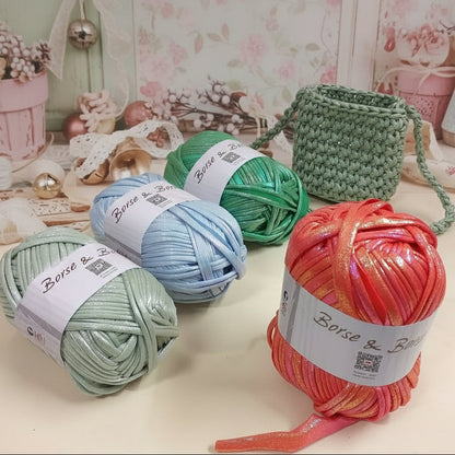 colori cangianti madreperlati shop Borse & Borse fettuccia lycra laminata metallizzata lamè lurex iridescente gomitoli ISPE 100 grammi uso uncinetto ferri da maglia pochette clutch bags portamonete portaocchiali