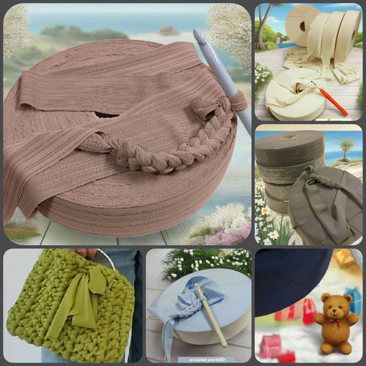plissè marrone cannella burro fango verde pistacchio azzurro pastello blu scuro lycra-soft pizza fettuccia borse uncinetto morbida sottile uso crochet bags clutch pochette abbigliamento moda bustine 