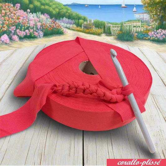 corallo plissé shop offerta vendita fettuccia stafil maglina poliammide lycra soft-elastica colori moda per pochette, alta pizza larga piatta 4 cm uso borse uncinetto clutch bags crochet amigurumi cestini mare