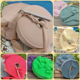 shop fettuccia estate 2025 verdino shabby rosa chiaro tinta pelle giallino fucsia  viola turchese moda maglina stafil jersey borse cestini tappeti uncinetto scaldacollo collane pochette clutch bags