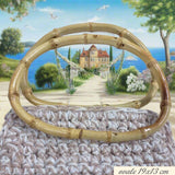 19 x 13 cm modello ovale giunco bamboo bambù coppia manici maniglie per borse spiaggia mare di cordino fettuccia uncinetto juta tessuto stoffa artigianali fatte a mano estive