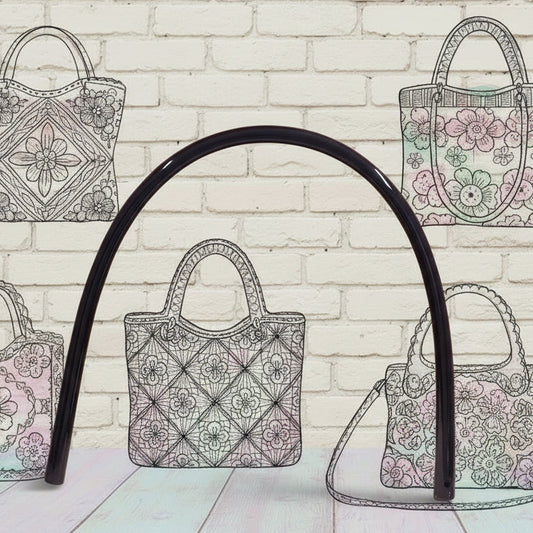 manici di plastica colore nero economici arco con foro per facile aggancio borse artigianali uncinetto uso lavorazione rafia fettuccia macramè corda cordino thai cordoncino lana filato juta estivo