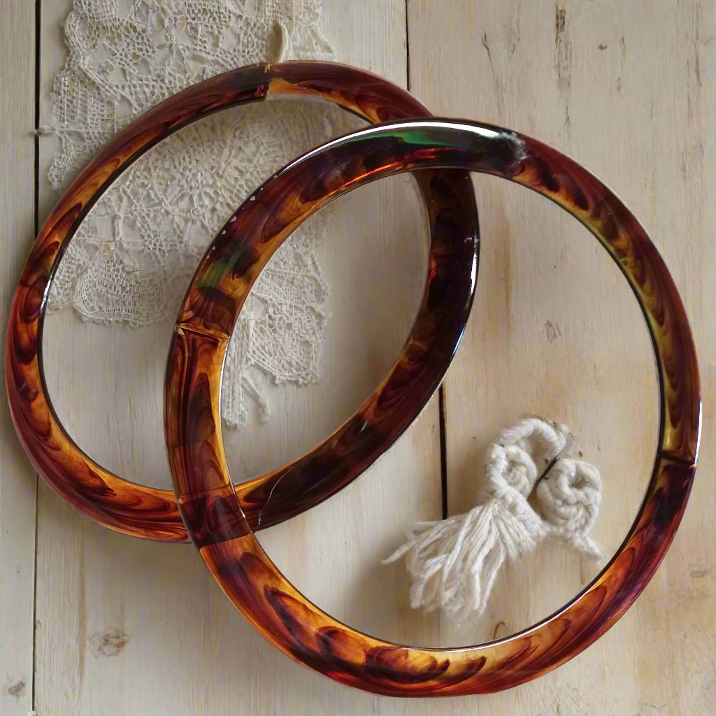 shop online cerchi rotondi manici per borse fatte a mano uncinetto di fettuccia corda stoffa tessuto colore marrone tartaruga