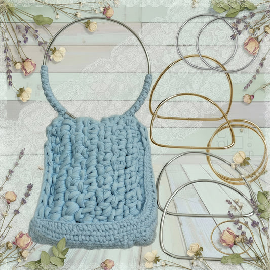 vetrina manici metallo cerchio, arco a D, coppia maniglie colore argento dorato, anelli rotondi rigidi ferro idea fai da te  borse artigianali uncinetto corda cordino fettuccia