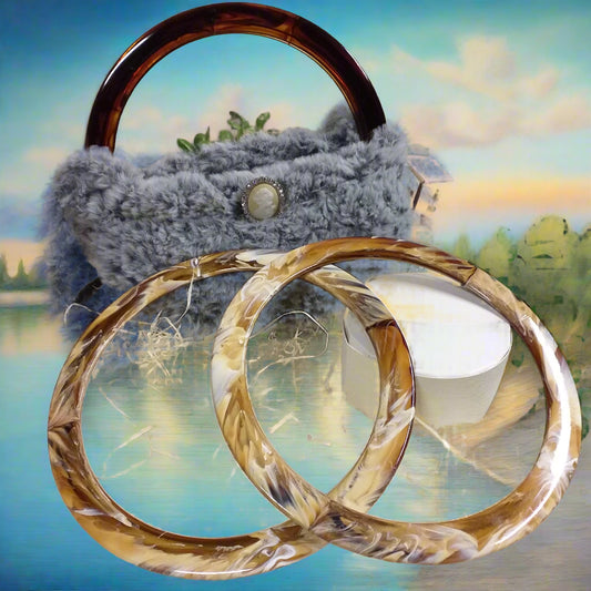 tartaruga corno colori vetrina manici grandi anelli per borse fai da te artigianali a mano uncinetto fettuccia rotondi rigidi di plastica maniglie chiusure modello a cerchio per clutch bags lana pelliccia